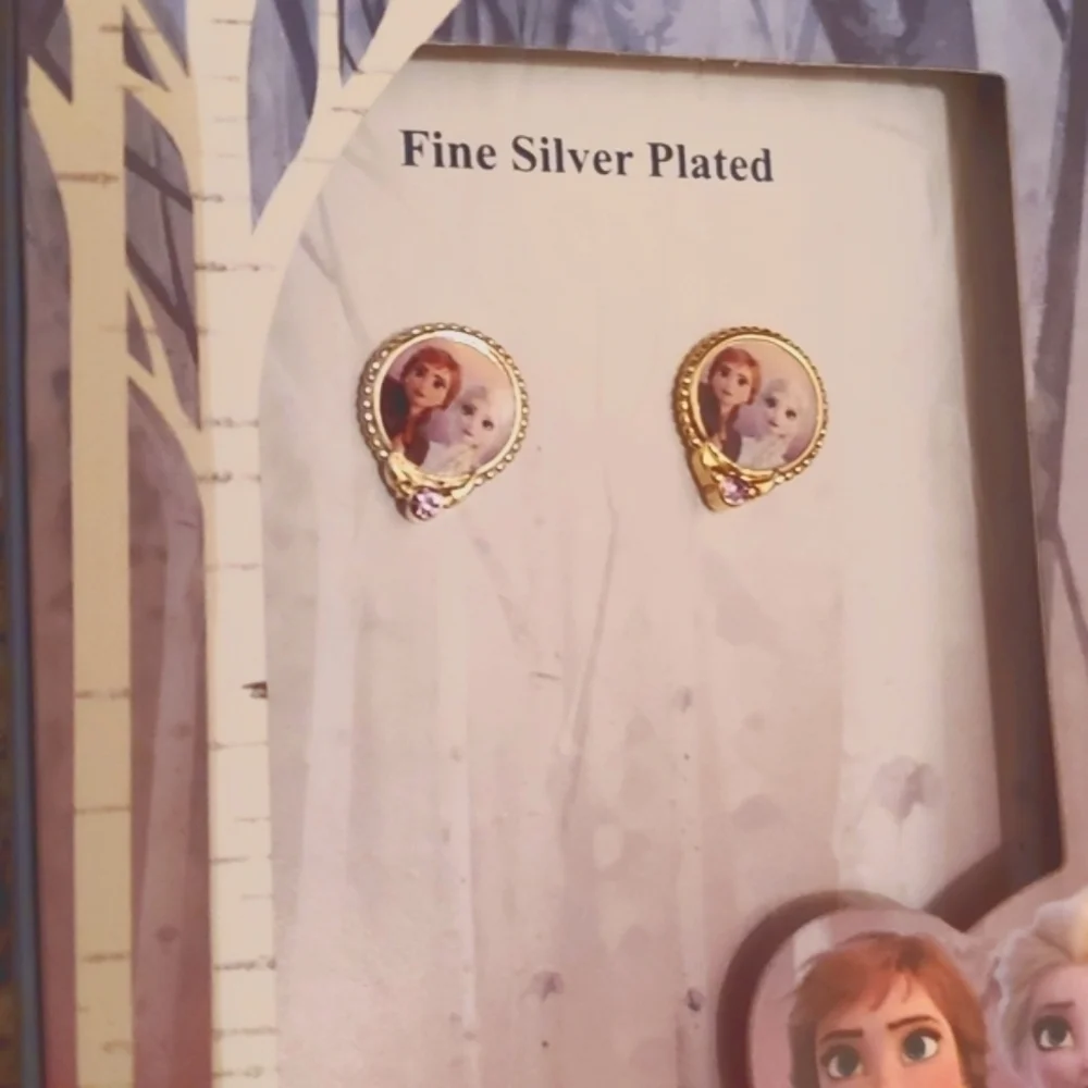Disney Frozen 2 Elsa and Anna Silver Plated Brass Earrings